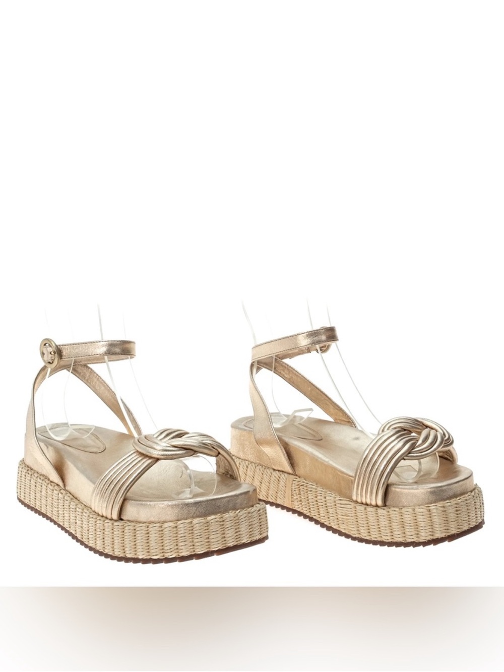 ALEXANDRE BIRMAN Vicky Ankle Wrap leather platform sandals Shoes Gold 37 US 7